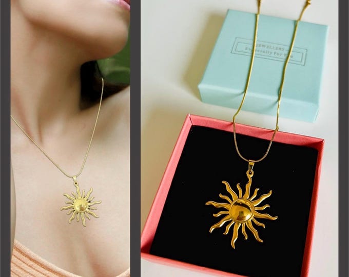 Gold sun necklace*Golden sun necklace*Sun necklace women*Boho jewelry necklace*Spiritual gift*Gold sun necklace*Sun necklace