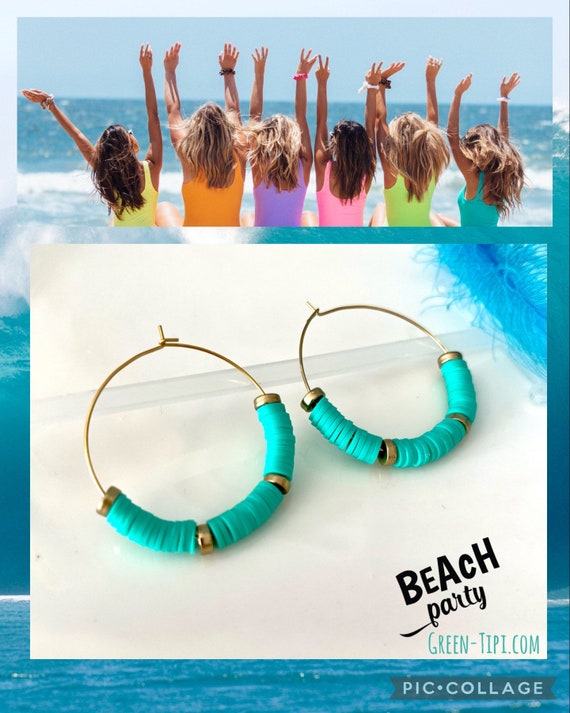 Hoop earrings gold turquoise/hoop earrings/large creoles/statement earrings/summer jewelry hanging earrings/long creole/Indian jewelry/gift woman
