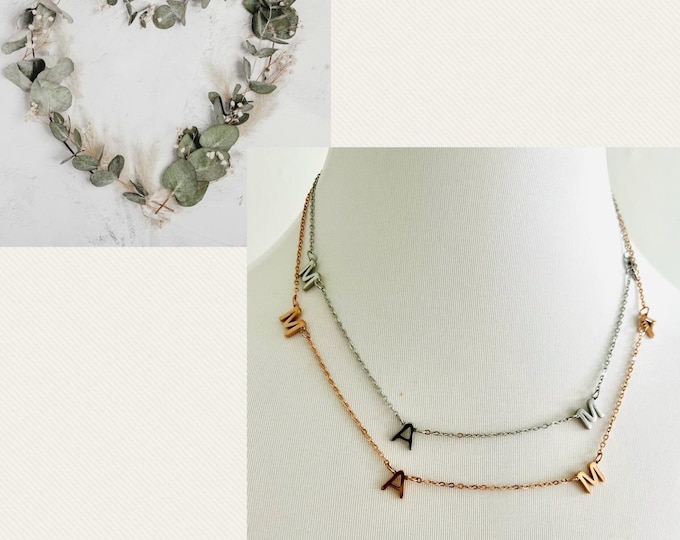 Mom necklace rose gold*Mom necklace name*Mom necklace gold*Mom necklace letter*Mom necklace*Mom gifts*Mother necklace*Mother's Day gift