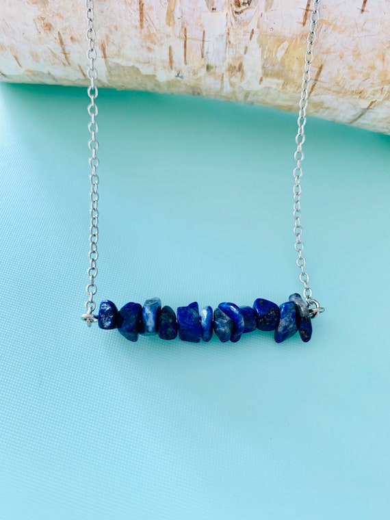 Gemstone necklace lapis lazuli/minimalist lapis lazuli necklace silver/necklace lapis lazuli/power stone jewelry/gift woman/mother/Mother's Day