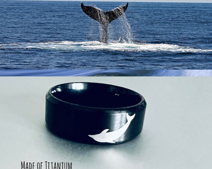 Whale Ring *Whale Fin Ring * Fish Ring * Gift for Pisces Zodiac Sign * Titanium Ring Black