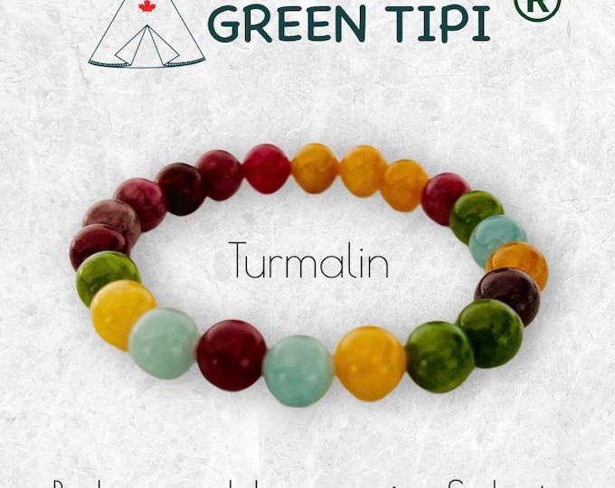 Colorful tourmaline bracelet*Tourmaline bracelet 8 mm*Tourmaline jewelry*Tourmaline pearl bracelet*Flexible tourmaline bracelet*Bracelet with letter