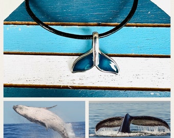 Necklace Orca whale fish fin silver blue,whale fin chain fin fluke tail fin,surfer chain surfer,lucky charm,gift for fish