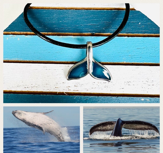Necklace fish fin silver blue/whale fin chain/Canada/Indian jewelry/surfer necklace/protection symbol/lucky charm/gift man woman