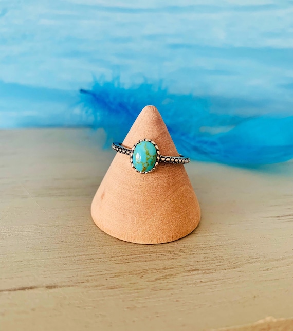 Turquoise silver ring/Statement ring/Solitaire/Indian ring/Oval/Gemstone ring/Turquoise/Canada/Boho ring/Blue silver ring/Gift for her