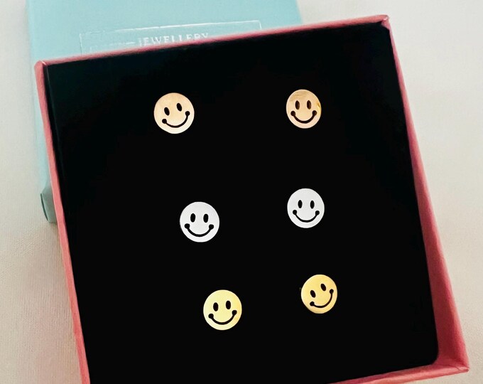 Smiley ear studs nickel-free*Smiley earring gold*Ear studs smiley small*Smiley earring gold colorful*Smile earrings