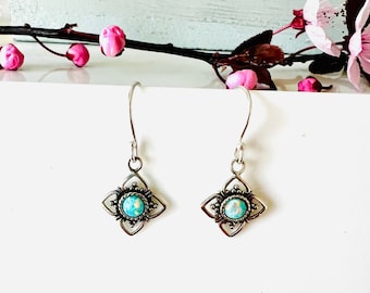 Opal earrings hanging*Opal earrings Boho*Opal earrings dainty*Opal earrings hanging*Opal earrings silver*Opal earrings hanging*Earrings flowers