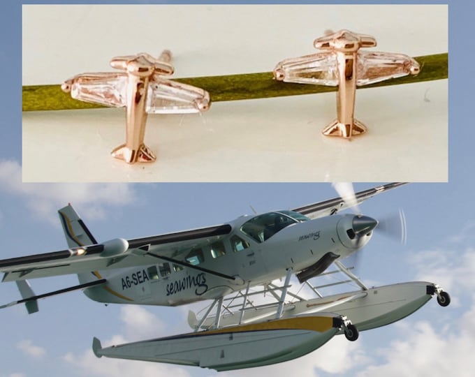 Flugzeug rosegold Ohrringe*Rose gold Ohrstecker/Airline Schmuck/Fliegen/Reisen/Stewardess/Flugbegleiter/Flughafen/Geschenk Abenteuermenschen
