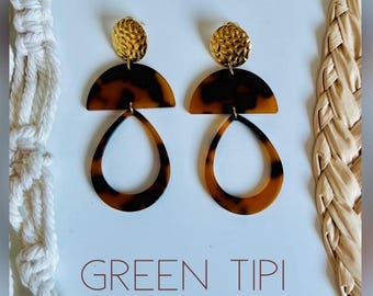 Acetate earrings Leo pattern *Acetate earrings Leo print*large geometric earrings*Leo print statement earrings*Terrazzo earrings Leo pattern