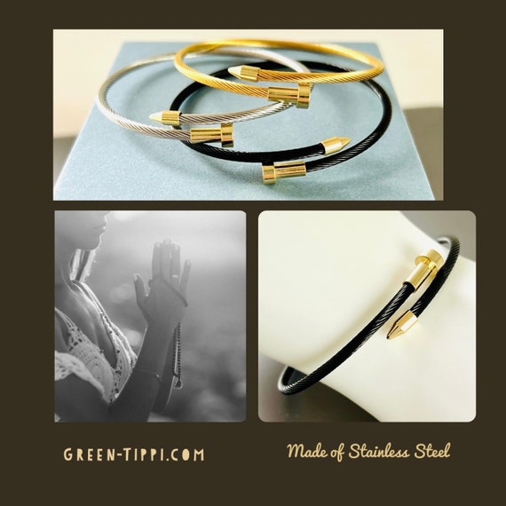 Nail bangle, nail bracelet gold, black, nail bangle, stainless steel, minimalist bracelet bicolor, without clasp, wrap bracelet, cuff