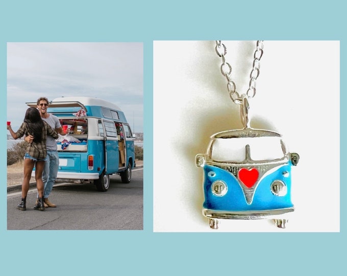 Camping Gift*Camping Jewelry Pendant*Campervan Jewelry*Bus Necklace*Necklace with Hippie Van*Camper Vintage Caravan Retro Jewelry