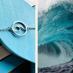 Surfer bracelet/wave arm chain/waves/silver/minimalist bracelet/ocean jewelry/sea/surf pendant