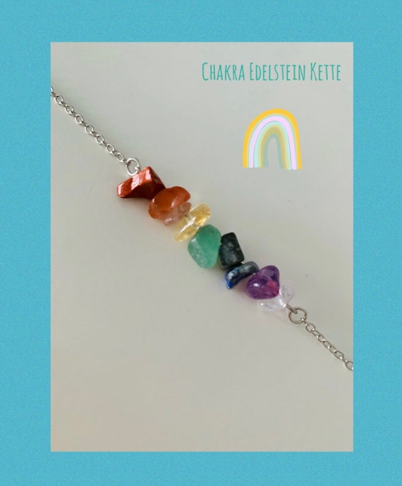 Chakra necklace/yoga gemstone necklace/minimalist crystal necklace silver/meditation necklace/rainbow necklace/protective stone/special gift