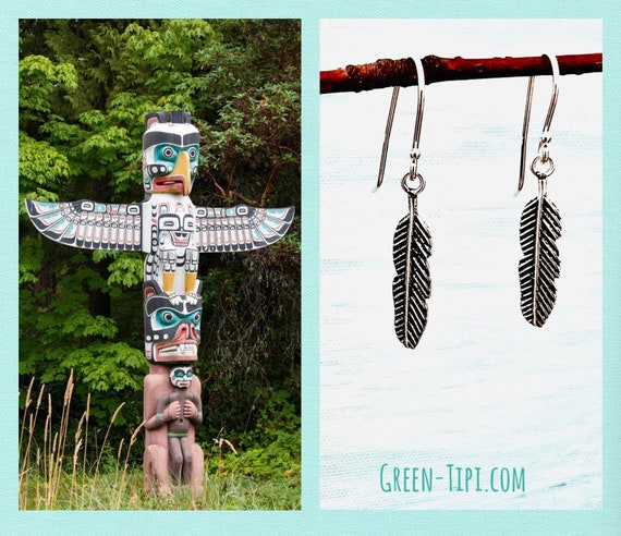 Small feather earrings sterling silver/minimalist earrings/Indian jewelry/dream catcher/ethnic hanging earrings/Canada