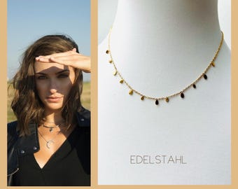 Plate chain stainless steel*Boho necklace short*filigree plate chain*plate chain silver*plate chain gold*drop chain pendant