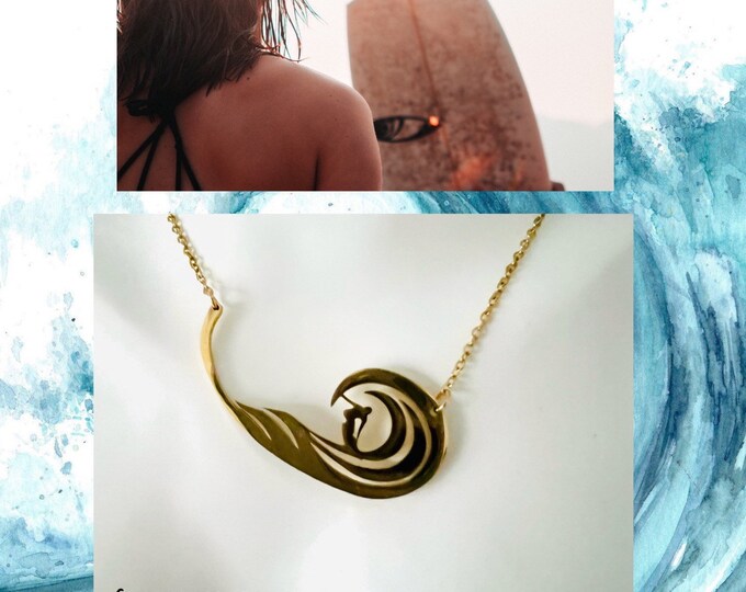 Surfer necklace women*Surfer necklace gold*Surfer necklace*Surfer necklace women*Surfer girl jewelry*Wave necklace*Surfer jewelry necklace