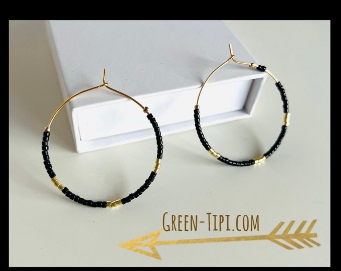 Black hoop earrings medium*Filigree gold hoop earrings*Bicolor hoop earrings*Boho hoop earrings gold black*Hoop earrings with pearls*Hoop earrings black gold*Thin hoop earrings