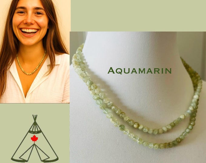 Aquamarine necklace*Aquamarine necklace silver*Aquamarine jewelry*Aquamarine necklace natural stone*Aquamarine necklace small stones*Spiritual gift*