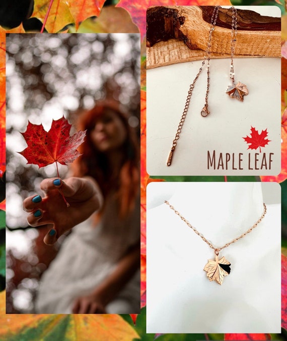 Chain gold rosegold/Canada jewelry/Gold chain women/Maple leaf/Maple leaf necklace with leaf pendants/Gold chain maple leaf/Canada gift