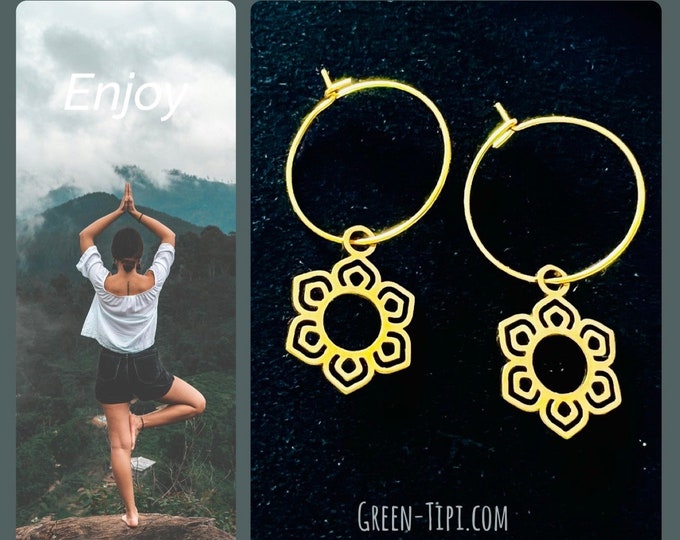 Creolen gold charm Anhänger*Creolen mit Blumen*Creolen mit Blüten*Creolen gold edelstahl*Creolen gold dünn*Creolen gold schmal*Creolen dünn