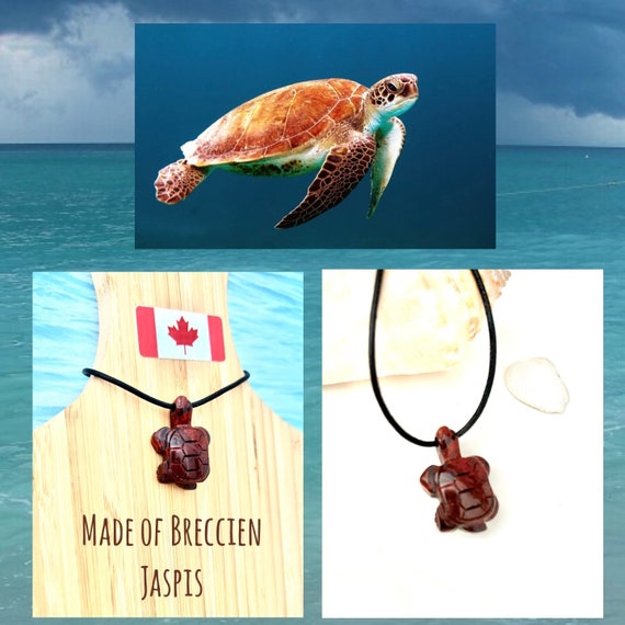 Turtle Necklace Brown/Jasper Gemstone Necklace/Sea Turtle Necklace/Surfer Necklace Turtle Pendant/Ocean Jewelry/Christmas Gift Kid