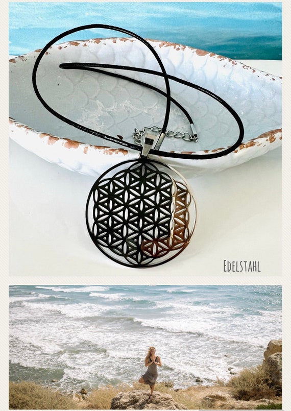 Flower of Life Necklace Pendant/Sacred Geometry Necklace Silver Flower of Life/Yoga/Mandala Necklace/Blue-Turquoise-Silver/Gift for Yogis