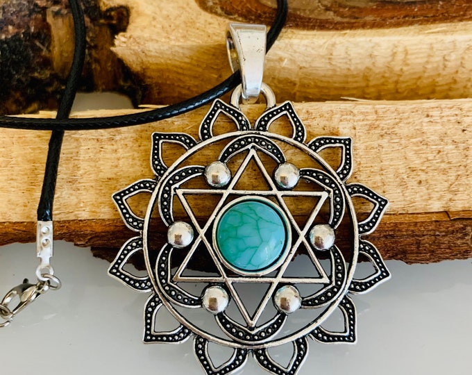 Flower necklace*Boho necklace*Statement necklace women large silver blue*Mandala necklace*Mandala necklace silver*Turquoise pendant necklace*Yogic gift