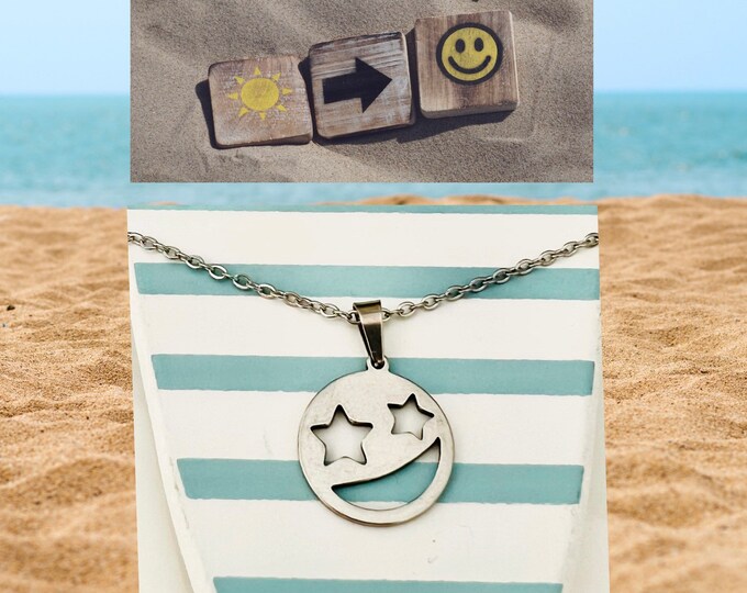Smiley chain*Smiley necklace*Smiley pendant*Emoji necklace*Lucky charm gift*Smile talisman*Stainless steel smiley chain