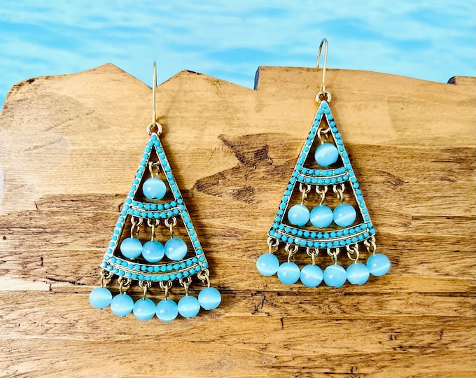 Türkis Ohrringe Boho*Boho Ohrringe gold*Boho Ohrringe türkis*Boho Ohrringe Perlen*Statement Ohrringe türkis*Ohrhänger blau grün