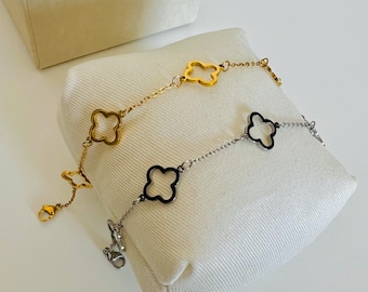 Cloverleaf bracelet silver*Cloverleaf bracelet gold*Cloverleaf courage bracelet*Cloverleaf bracelet gold-plated*Flower bracelet*Good luck bracelet