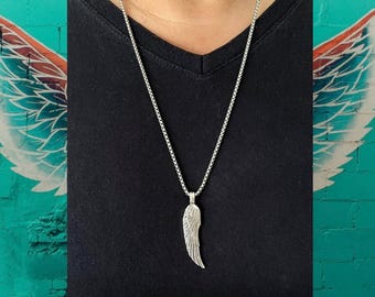 Angel wing chain, angel wing chain silver, wing necklace, necklace angel wing pendant, guardian angel chain, angel necklace large stainless steel