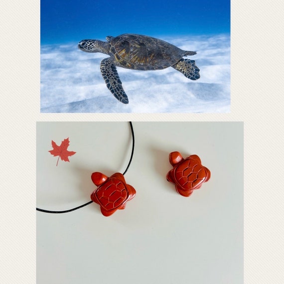 Turtle necklace red jasper red gemstone necklace/sea turtle/surfer necklace turtle pendant/ocean/Christmas gift child