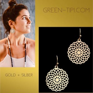 Mandala earrings gold*Mandala earrings silver*Flower of Life earrings stainless steel*Flower earrings*Seed of Life earrings gold