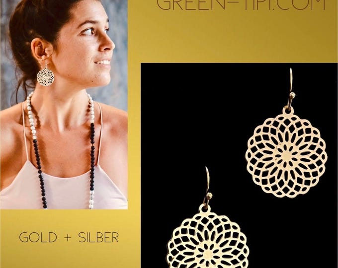 Mandala earrings gold*Mandala earrings silver*Flower of Life earrings stainless steel*Flower earrings*Seed of Life earrings gold