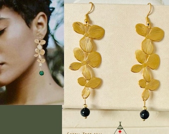 Gemstone earrings hanging gold*Gemstone earrings gold*Gemstone earrings*Spiritual earrings with gemstones*Gemstone earrings Boho