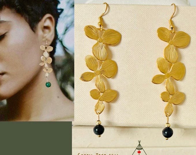 Gemstone earrings hanging gold*Gemstone earrings gold*Gemstone earrings*Spiritual earrings with gemstones*Gemstone earrings Boho