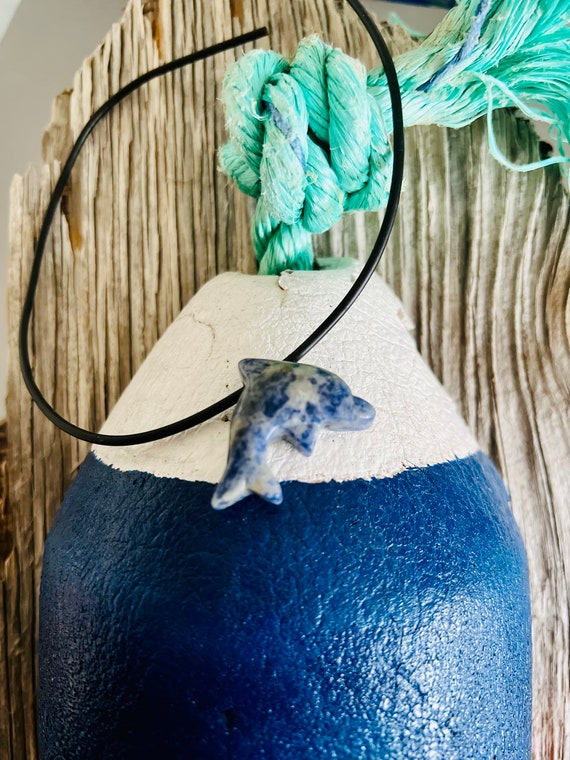 Sodalite Dolphin/Dolphin Gemstone Pendant Necklace/Surfer Necklace/Gift/Child/Man/Him/Woman/Her