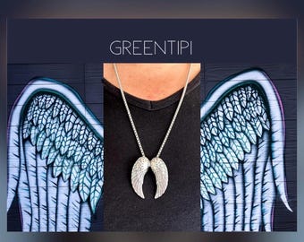 Angel wing pendant*Angel wing chain silver*Angel wing necklace*Wing chain*Guardian angel chain*Angel wing silver chain pendant large