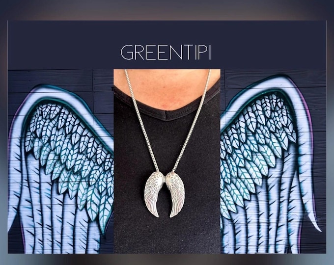 Angel wing pendant*Angel wing chain silver*Angel wing necklace*Wing chain*Guardian angel chain*Angel wing silver chain pendant large