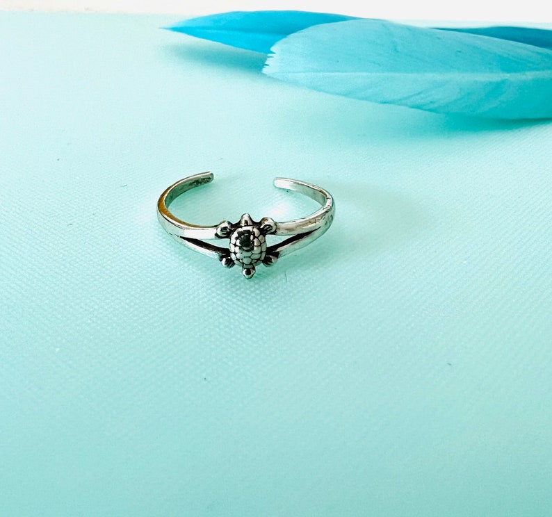Silver ring turtle/turtle ring silver/surfer ring/ocean/sea/minimalist ring/adjustable ring/toe ring/kids/foot ring image 3