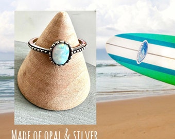 Opal ring silver 925*Opal ring silver woman*Gemstone ring silver subtle*Gemstone ring ladies*Gemstone ring with crown setting