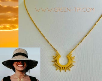 Sun necklace Boho gold*Sun necklace gold*Sun necklace stainless steel*Necklace sun gold*Chain sun gold*Boho necklace sun pendant*golden sun
