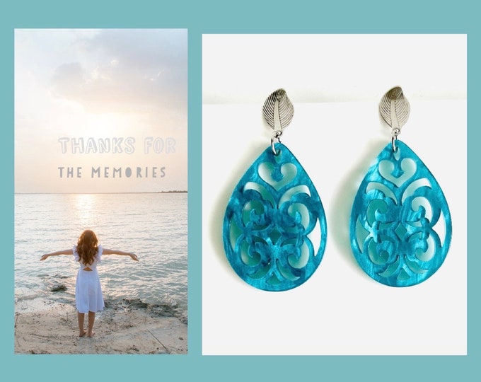 Earrings turquoise resin*Acetate earrings blue*Baroque earrings*Earrings turquoise drops*Ornament earrings resin*Resin earrings blue*Resin jewelry