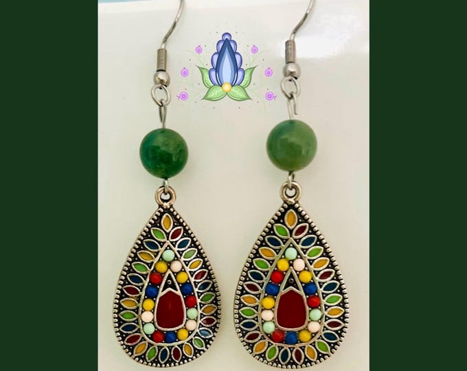 Earrings gemstone multicolored Boho*Gemstone earrings colorful*Gemstone earrings colorful*Gemstone earrings hanging*Gemstone earrings drop