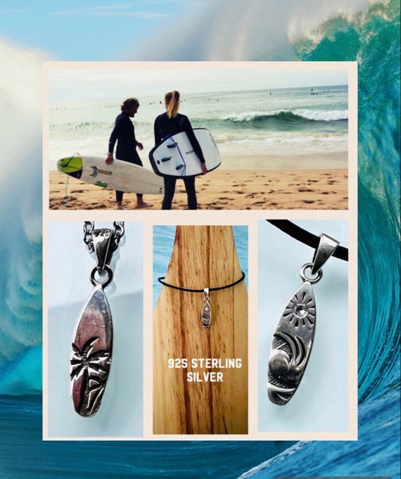 Surfer necklace 925 silver necklace/surfboard/surfboard chain/wave/wave chain/ocean jewelry/sea/surf pendant/surfing/gift/man/woman
