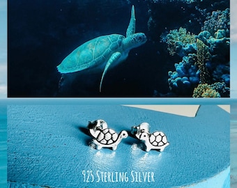 Turtle earrings/925 silver/ocean stud earrings/sea earrings/minimalist turtle earrings/cute gifts animals sea turtle