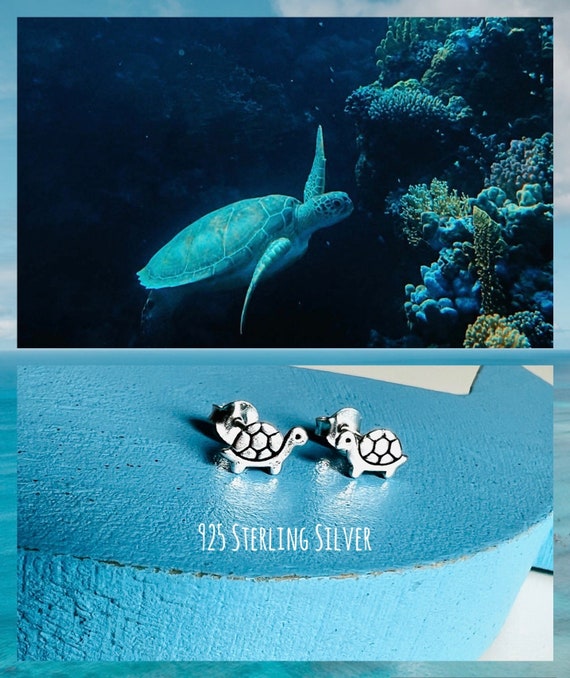 Turtle earrings/925 silver/ocean studs/sea earrings/minimalist earrings turtle/cute gifts animals sea turtle