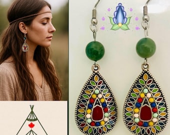 Earrings gemstone multicolored Boho*Gemstone earrings colorful*Gemstone earrings colorful*Gemstone earrings hanging*Gemstone earrings drop