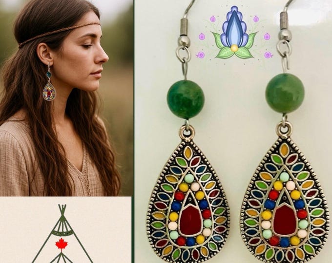 Earrings gemstone multicolored Boho*Gemstone earrings colorful*Gemstone earrings colorful*Gemstone earrings hanging*Gemstone earrings drop