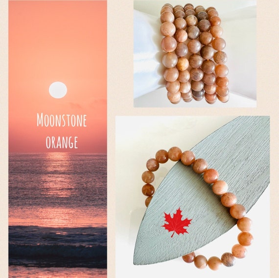 Moonstone orange gemstone bracelet/ball bracelet personalized/custom bracelet/bead bracelet/crystal bracelet/protective stone/heart chakra